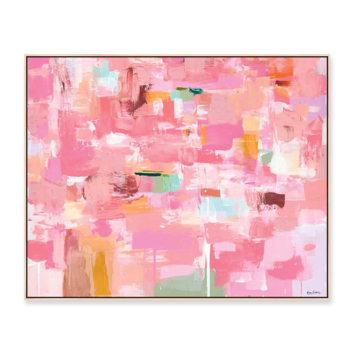 'Pastel Love Series' - 180 x 140cm - framed in natural timber