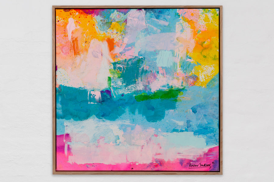uplifting turquoise #2 63cm x 63cm